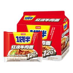 今麦郎 方便面一袋半 泡面袋装大面块速食宵夜 红烧牛肉味五连包