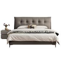 全友家居 现代简约高箱储物床家用主卧软包皮艺床1.8米双人大床116026