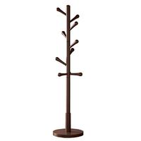 家逸实木衣架落地挂衣服卧室衣帽架入户挂衣架客厅晾衣架办公置物架子 水珠款【胡桃色】10挂钩