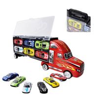 凌速 6601 手提货柜车 附赠6辆合金车 红蓝随机