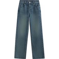 初语复古做旧牛仔裤女2025年春季休闲百搭窄版阔腿裤子 复古蓝 26