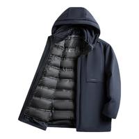 雅鹿一衣五穿羽绒服男士冬季加厚鹅绒商务可脱卸内胆中年男士大鹅外套 藏青 180/96A(XL)