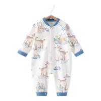 贝肽斯婴儿衣服连体衣新生儿连身衣春秋无骨棉质宝宝超萌外出哈衣爬服 圣鹿花礼-5A抗菌 66cm【身高60-66cm】