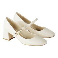 73Hours章若楠同款女鞋心动offer2024年春季复古高跟玛丽珍鞋女粗跟 米白 38