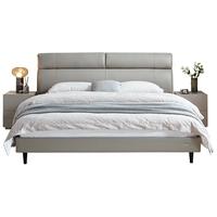 全友家居 现代简约真皮床1.8x2米卧室家用头层牛皮艺软包床头双人大床