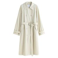 范思蓝恩秋季零压感风衣气质时髦感风衣2024秋装腰带显瘦中长款外套 浅卡其 S