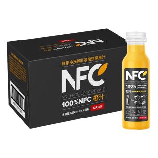 农夫山泉 100%纯果汁NFC苹果香蕉混合汁300ml*24瓶整箱鲜果冷压榨礼盒
