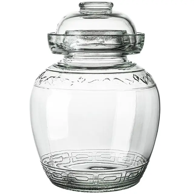曼薇 泡菜坛子玻璃加厚水密封泡菜罐家用咸菜腌制罐透明腌菜瓶腌蒜缸 5斤