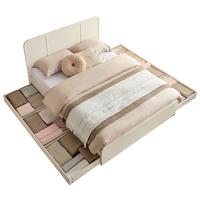 全友家居奶油风双人床小户型抽屉储物收纳床1.5x2米次卧单人床600675 奶油白1.2m床