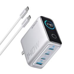 Anker Zolo 140W四口氮化镓充电器 智能屏显 银色