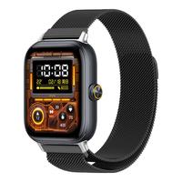 vivoiQOO WATCH GT 蓝牙软胶版追⻛⿊蓝河操作系统AI体验智能手表方表男女-米兰黑米兰尼斯表带套装