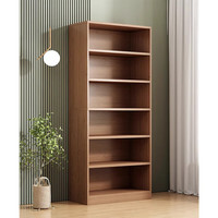 米客米家书架落地一体靠墙置物架整墙置物柜子储物柜实木色家用书柜 【经典6层】橡木色40*24*180cm