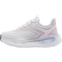 回力慢跑鞋透气飞织网面运动鞋潮女鞋厚底减震爆米花轻便气垫鞋跑步鞋 0966白粉 35