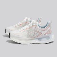 回力慢跑鞋透气飞织网面运动鞋潮女鞋厚底减震爆米花轻便气垫鞋跑步鞋 0966白粉 40