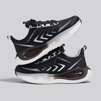 回力慢跑鞋透气飞织网面运动鞋潮女鞋厚底减震爆米花轻便气垫鞋跑步鞋 0966黑色 35