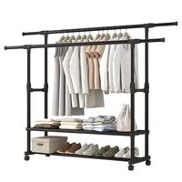 火月亮 晾衣架落地简易晾衣杆阳台室内折叠晒衣卧室凉衣架衣服架子挂衣架 碳钢大号款1.5米可伸缩 推荐