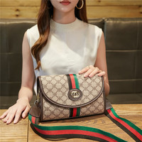 酷奇袋鼠 包包酷奇女包老花包包女包小方包单肩斜挎包 灰色 礼盒包装