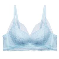 爱慕内衣女无钢圈蕾丝性感聚拢洞洞杯薄款文胸胸罩AM17LE1S 清水蓝 B75