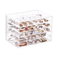 KAMAN 首饰收纳盒透明抽屉式耳环耳钉项链首饰盒手饰品盒 5层(79格)1个