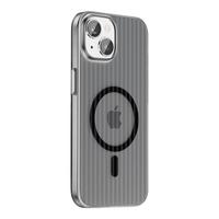 品胜 适用苹果15Plus手机壳iPhone15Plus磁吸壳MagSafe无线充电防摔超薄冰川纹理瓦楞亲肤保护套磨砂黑 【MagSafe|赠钢化膜】磨砂黑