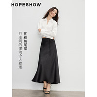 红袖奥莱2024秋季女装侧拉中高腰鱼尾半身裙 黑050 L