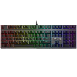 雷柏 V700 合金版 108键 有线机械键盘 黑色 雷柏黑轴 RGB