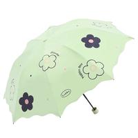 天堂伞黑胶防晒防紫外线遮阳伞大花三折便携折叠晴雨两用伞女 鳄梨绿
