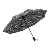 C'mon 8骨三折雨伞 全自动款 黑报纸