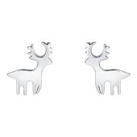 周六福 S925银耳钉 幸运鹿 一对