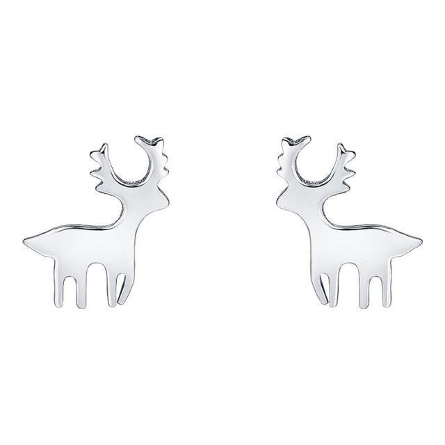 周六福 S925银耳钉一对 幸运鹿