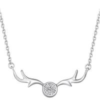 周大福 圣诞驯鹿 PT950铂金镶钻石项链/吊坠 40cm CP561