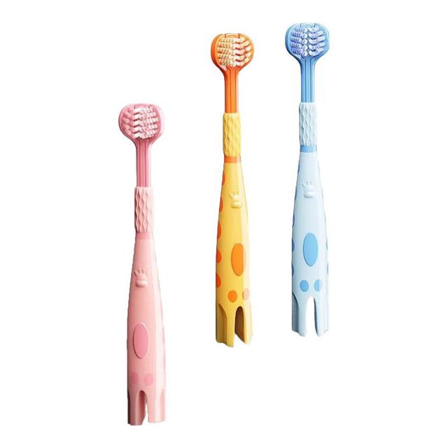 戴可 小鹿儿童三面牙刷软毛3到6一12岁换牙期U型护齿牙刷 儿童牙刷1卡 3支