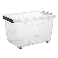 空间专家 SPACEXPERT衣物收纳箱高透塑料整理箱大容量玩具收纳箱搬家周转箱书箱 【透明80L单只】63*46.5*41cm