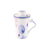 玛戈隆特骨瓷茶具荷莲盛宴便携式滤茶杯带过滤茶杯防烫 滤茶杯-三件套 一壶1杯