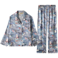 【清仓】美标女真丝睡衣套装春夏桑蚕丝绸睡衣太空系列家居服