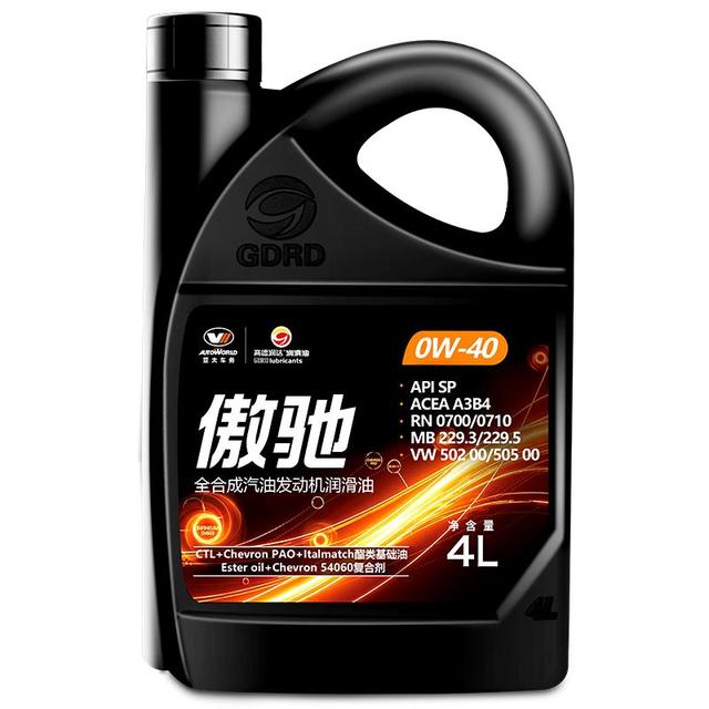 高德润达 傲驰系列 SP级 A3B4 0W-40 PAO酯类高灰分全合成汽机油 4L装