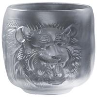 容山堂 浮雕水晶玻璃御虎杯 亚光款 6x6.5x3.4cm 耐热玻璃品茗杯 虎年生肖杯