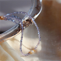 洛梵欣饰气质简约紫色多棱光吉普赛神秘紫水晶淡水珍珠项链锁骨链 紫色