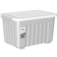 空间专家 SPACEXPERT带轮塑料收纳箱特大号储物箱书箱儿童玩具整理搬家打包周转箱 灰色 【实测盛水容积60L】单只装