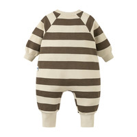 迷你巴拉 MINI BALA 外出连体衣男女童宝宝长袖秋冬加绒2024 白咖色调00415 90cm