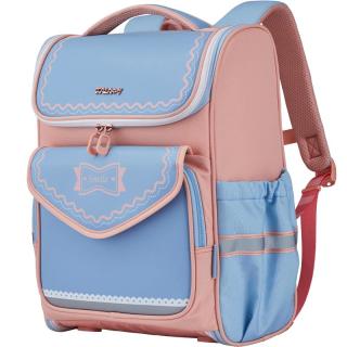 卡拉羊 书包小1-6年级防下坠减负大嘴书包儿童书包 18L天蓝|精美礼盒包装