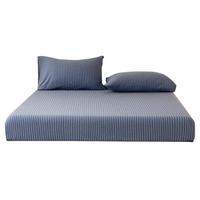 水星家纺床笠时尚简约A类100%纯棉针织棉单双人床罩150*200cm 棉韵靛蓝 【A类针织全棉透气床笠】靛蓝