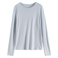 范思蓝恩气质圆领针织上衣女春长袖薄款天丝内搭打底衫24FS11013 黑色 M