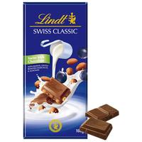 Lindt 瑞士莲 Swiss Classic瑞士经典 提子果仁牛奶巧克力 100g 排块装