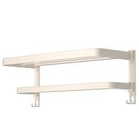 京东京造 奶油系列 免打孔浴巾架免钉晾毛巾架卫生间浴室壁挂钩置物架60cm 加粗浴巾架-60cm