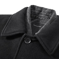 GXG男装 可卸牛仔领黑色长大衣 23年冬季GEX12629684 炭黑色 常规 1 2XL