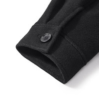 GXG男装 可卸牛仔领黑色长大衣 23年冬季GEX12629684 炭黑色 常规 1 L