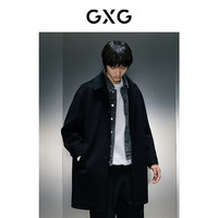 GXG男装 可卸牛仔领黑色长大衣 23年冬季GEX12629684 黑色 常规 1 S