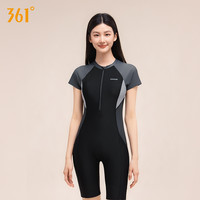 361°连体平角泳衣女款2025女士竞速游泳馆运动训练泳装 3XL 黑色【游泳馆 热销 】