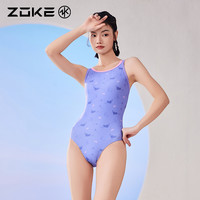 洲克小猫咪泳衣女款竞速训练温泉游泳衣zoke少女专业竞技三角泳装 M 粉紫小猫咪